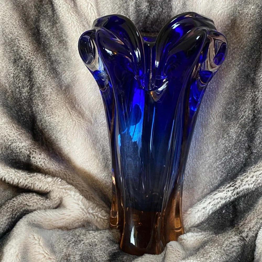 Stunning Very Heavy Multi Color Murano Style Vintage Large Vase - Picture 15 of 16